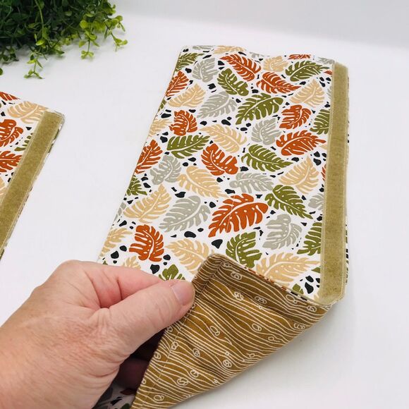Set of 2 Refrigerator Handle Covers, Reversible, Monstera Tans Beige 14x5 - Picture 6 of 7